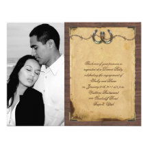 Rustic Country Horseshoes Wedding Engagement Custom Invite