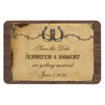 Rustic Country Horseshoes Wedding Save the Date Rectangular Magnets