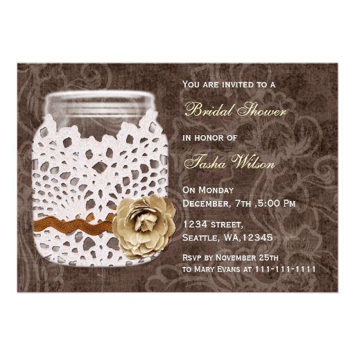 rustic country mason jar Bridal Shower Invitation