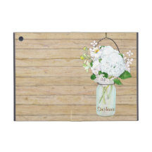 Rustic Country Mason Jar Flowers White Hydrangeas iPad Mini Cover