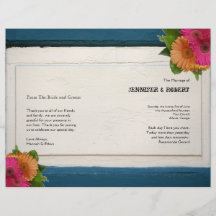 Rustic Country Painted Wood Wedding Program Full Color Flyer
