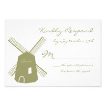 Rustic Country Sage Windmill Wedding RSVP Cards