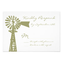 Rustic Country Windmill Sage Wedding RSVP Cards
