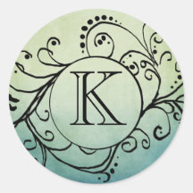 Rustic Green and Blue Bohemian  Flourish Sticker