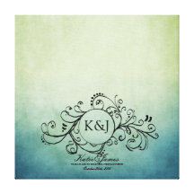 Rustic Green and Blue Bohemian Guest Book Canvas Canvas Prints