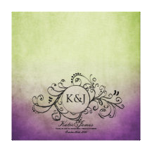 Rustic Green and Purple Bohemian Guest Book Canvas Stretched Canvas Prints