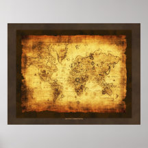 Rustic Grunge Old World Map Poster (large)