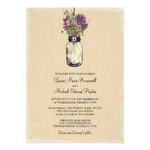 Rustic Hanging Mason Jar Wedding Personalized Invite