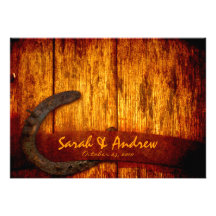 Rustic Horseshoe Wedding Invitation
