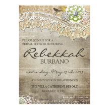 Rustic Lace Distressed Bridal Shower Invite
