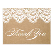 RUSTIC LACE | WEDDING THANK YOU POST CARD