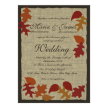 Rustic Leaves and Burlap Wedding Invites