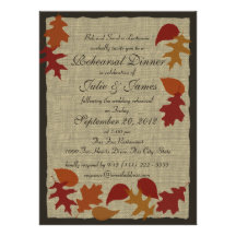 Rustic Leaves Rehearsal Dinner Personalised Announcement