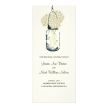Rustic Mason Jar and Hydrangeas Program Rack Card
