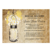 Rustic Mason Jar and Wildflower Daisies Custom Announcements