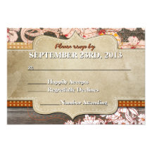 Rustic Mason Jar Wedding Reception RSVP Invitation