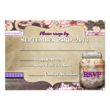Rustic Mason Jar Wedding Reception RSVP Custom Announcements
