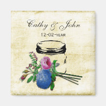 rustic mason jar wedding save the date fridge magnet