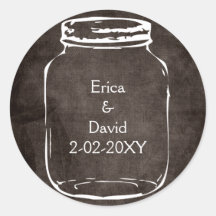 rustic mason jar wedding seals round stickers