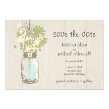 Rustic Mason Jar & Wildflowers Save the Date Custom Announcement
