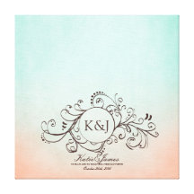 Rustic Mint and Peach Bohemian Guest Book Canvas Gallery Wrap Canvas