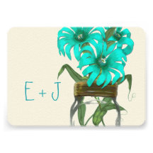 Rustic Mint Mason Jar Wild Flower Wedding Personalized Invitation