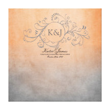 Rustic Orange and Grey Bohemian Guest Book Canvas Gallery Wrap Canvas