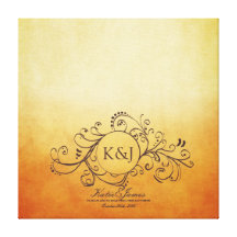 Rustic Orange Yellow Bohemian Guest Book Canvas Stretched Canvas Print