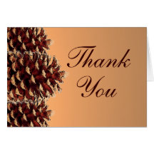 Rustic pinecone autumn custom thank you cards