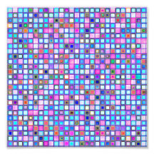 Rustic Pink And Blue Mosaic 'Clay' Tiles Pattern Photograph