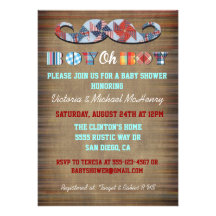 Rustic Plaid Mustache Baby Boy Baby Shower  Invite