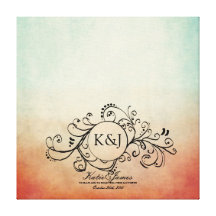 Rustic Red and Blue Bohemian Guest Book Canvas Stretched Canvas Print