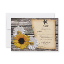 Rustic Sunflower Daisy Wedding Reply Card Personalised Announcements