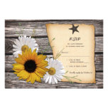 Rustic Sunflower Daisy Wedding Reply Card - Rev Personalised Announcement
