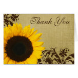 Rustic Sunflower Swirls Thank You Card