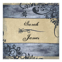 Rustic Tropical Wedding Invitation Blue Barn Board