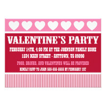 Rustic Valentine's Day Party Invitation (Dark Red)