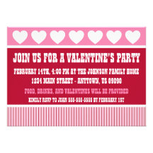 Rustic Valentine's Day Party Invitation (Dark Red)