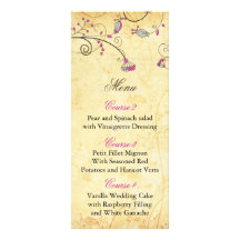 rustic vintage fuchsia floral wedding menu cards custom rack card