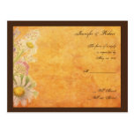 Rustic Watercolor Daisies on Parchment RSVP Post Card