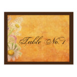 Rustic Watercolor Daisies Parchment Table Number Post Cards
