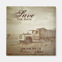 rustic western farm truck country savethedate refrigerator magnets