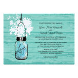 Rustic Wood Mason Jar and Wildflowers Wedding invitations