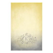 Rustic Yellow and Grey Bohemian  Flourish Personalised Stationery
