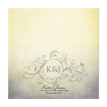 Rustic Yellow and Grey Bohemian Guest Book Canvas Gallery Wrap Canvas