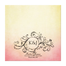 Rustic Yellow and Pink Bohemian Guest Book Canvas Gallery Wrapped Canvas