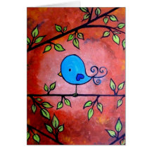 Rusty Blue Bird Greeting Card