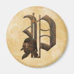 Rusty Knights Initial P Refrigerator Magnet