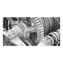 Rusty machinery personalized photo card