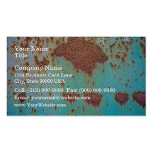 Rusty Metal With Blue Scratched Paint Business Card Template